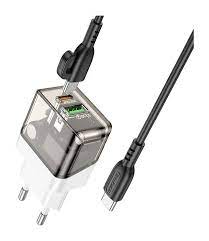 Мережевий зарядний пристрій Borofone BA80A Scenery PD20W+QC3.0 Type-C to Type-C transparent black