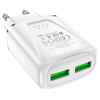 Сетевое зарядное устройство Borofone BA54A Wide road dual port QC3.0 charger White