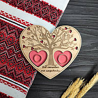 Свадебная подставка для обручальных колец "С сегодняшнего дня и навсегда. Сердце", из дерева