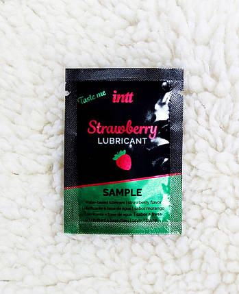 САШЕТ Їстівний лубрикант зі смаком полуниці INTT Strawberry Lubricant, фото 2