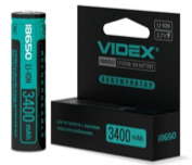 Акумулятор Videx літій-іонний 18650-P  3400mAh color box з захистом