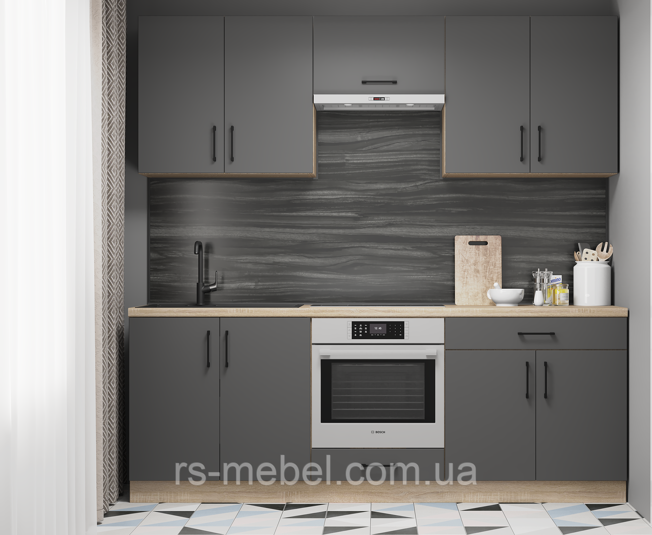 Кухня К-8 (2,2 м/пог.) графіт (Еверест), фото 1