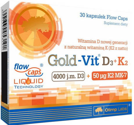 Вітаміни Д3+К2 Olimp Gold Vit D3 + K2 30 капсул, фото 1
