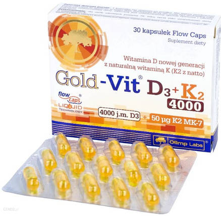 Вітаміни Д3+К2 Olimp Gold Vit D3 + K2 30 капсул, фото 3