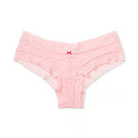 Трусики-чики кружевные с бантиком пудровые Victoria's Secret Lace-Up Cheeky Panty Оригинал