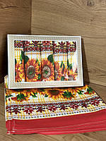 Набір із 5 кухонних лляних рушників із соняшниками