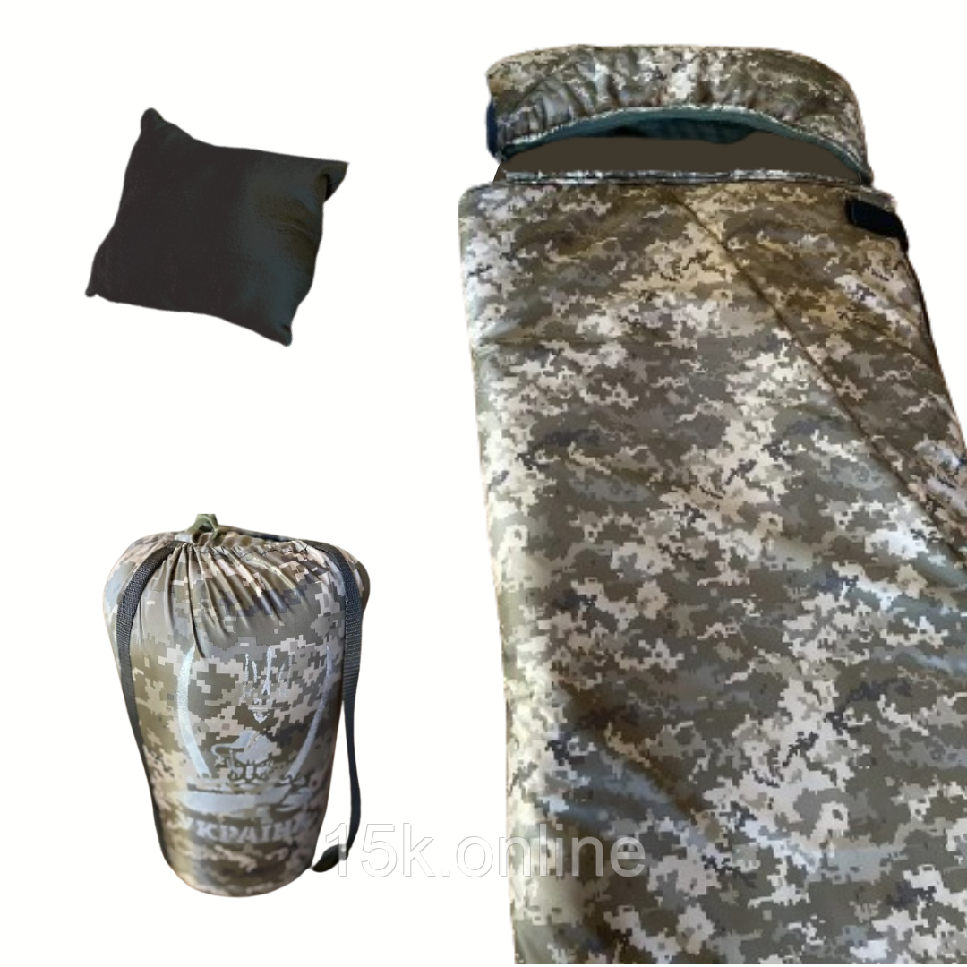 Спальний мішок на флісі -20 піксель теплий спальник ковдра з капюшоном 220х75, фото 1