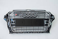 Решітка радіатора Audi A3 2013-2016 рік Чорна з хромом в стилі S-Line
