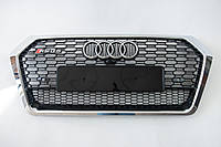 Решетка радиатора Audi Q5 2016-2020год Черная с хром рамкой в стиле RS
