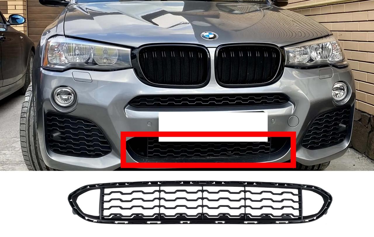 Решетка переднего бампер центральная нижняя M-Paket на BMW X3 F25 / X4 F26 - фото 1 - id-p2193407432