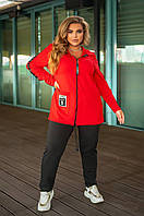 Стильный спортивный костюм большого размера с капюшоном Размеры: 48-50,52-54,56-58, 60-62 красный