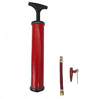 Насос для м'ячів, велосипеда, надувних виробів MS 0569 з еластичною трубкою і насадками (Червоний)