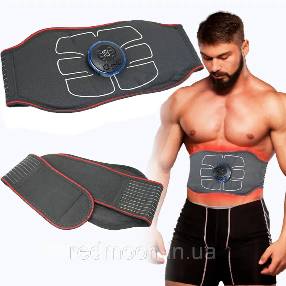Електричний пояс-стимулятор для м'язів живота, від USB, W24 / Міостимулятор для преса / Пояс тренажер, фото 1