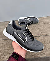 Чоловічі кросівки Nike сітка шкіра сірі, літні кросівки Найк сітка текстиль шкіра сірі