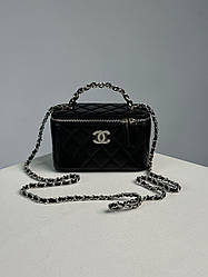 Жіноча сумка Шанель чорна Chanel Classic Black Lambskin Pearl