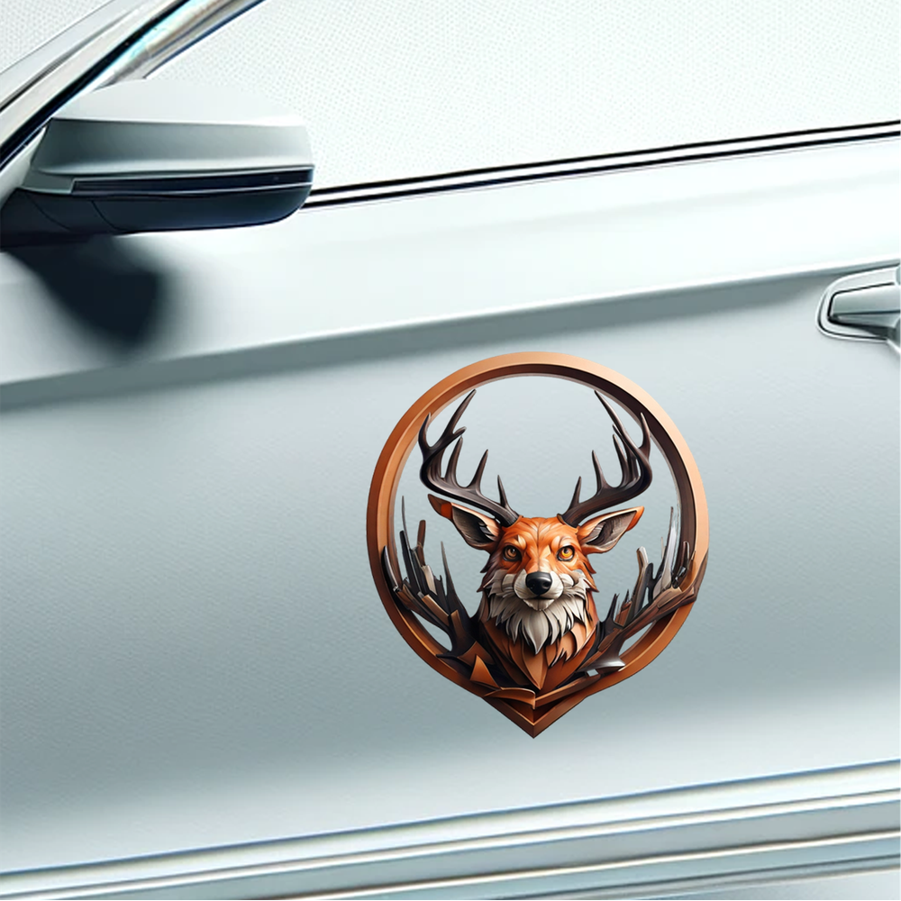 Стильна наклейка на скло авто для мисливців, вініловий олень 15x15 см