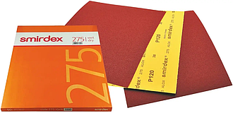 Шліфувальний папір водостійкий червоно-жовтий SMIRDEX ALOX WATERPROOF PAPER 275, Р60-P2500 (уп. - 50 шт.)