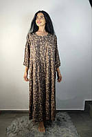 Длинное женское коричневое платье в цветочный принт свободного кроя