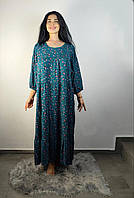 Довга жіноча сукня у квітковий принт вільного крою смарагдового кольору