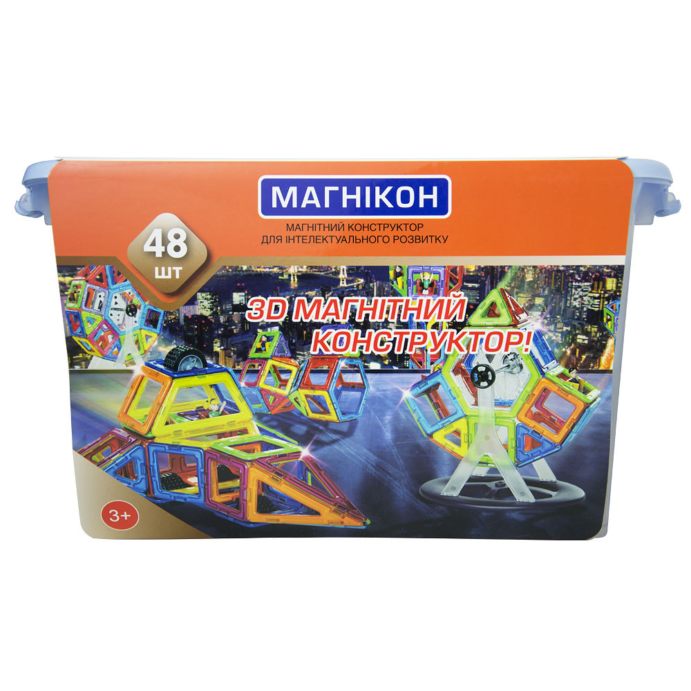 Магнітний конструктор МАГНІКОН, 48 деталей Plastic box (MK-48), фото 1