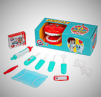 Набор стоматолога "Technok Toys", 11 элементов, челюсть, маска, очки, бейдж, инструменты, в коробке