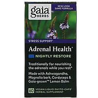 Gaia Herbs, Adrenal Health, ночное восстановление, 60 растительных капсул Phyto-Caps Киев