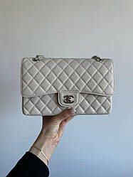 Жіноча сумка Шанель біла Chanel White Classic 2.55 Medium Double Flap
