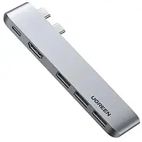 USB-хаб Ugreen CM251 5-in-2 USB C Hub for MacBook Pro/Air Space Gray (60559)
