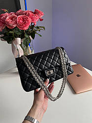Жіноча сумка Шанель чорна Chanel Black 2.55 Reissue Double Flap Leather