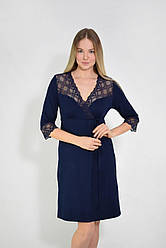 Жіночий халат з віскози N.EL. темний синій розмір S