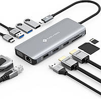 NOVOO USB C Hub с 2 HDMI и 11 портами для MacBook Pro/Air