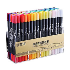 Набір двосторонніх акварельних маркерів на водній основі 36 кольорів для малювання та скетчингу, аквамаркери ALLe31