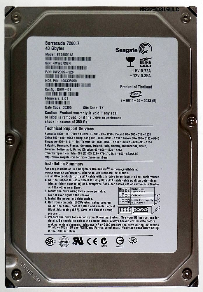 Жесткий диск Seagate Barracuda 40GB ST340014A IDE 3,5" БУ - фото 1 - id-p32456111