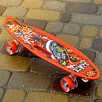 Скейт Пенні борд Skate зі світними колесами ,алюмінієва підвіска не ковзна поверхня Червоний ALLe196