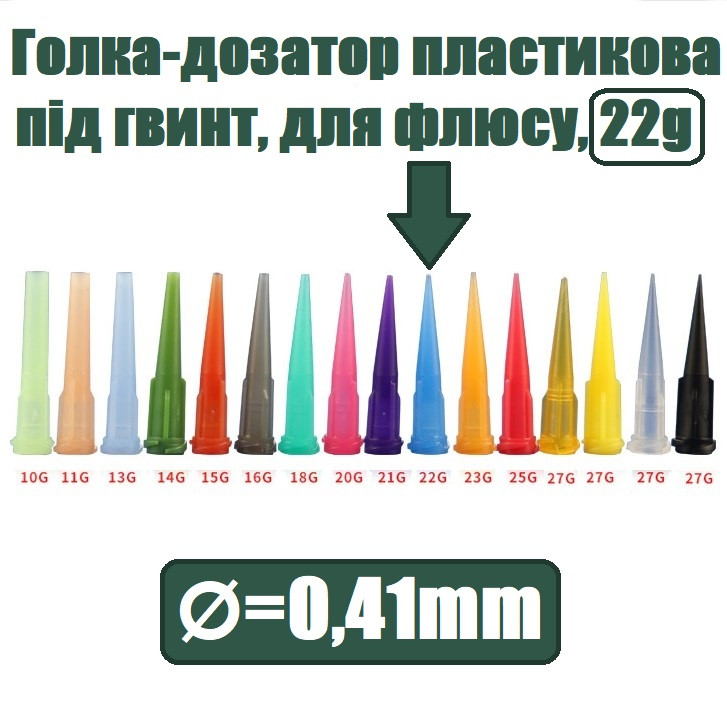 Игла-дозатор пластиковый под винт, для флюса, 22g, d=0,41mm - фото 1 - id-p2193452736