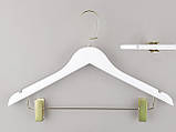 Плічка довжиною 44 см дерев'яні костюмні білого кольору, в упаковці 5 штук, фото 2