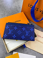 Держатель для карт и монет Louis Vuitton синий в стиле "Monogram" k264 высокое качество
