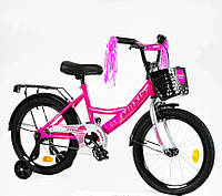 Детский велосипед двухколесный "CORSO" MAXIS CL-20336 колокольчик, багажник, корзина. Розовый