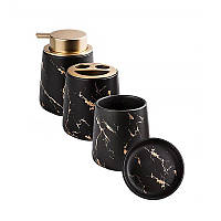 Керамический набор аксессуаров в ванную комнату из 4 предметов Bathlux, Черный ALLI568