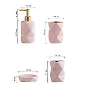 Набор аксессуаров для ванной комнаты из керамики Bathlux, 4 предмета Розовый ALLI569