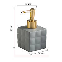 Дозатор для жидкого мыла керамический, диспенсер мыла для ванной комнаты и кухни Серый ALLI575