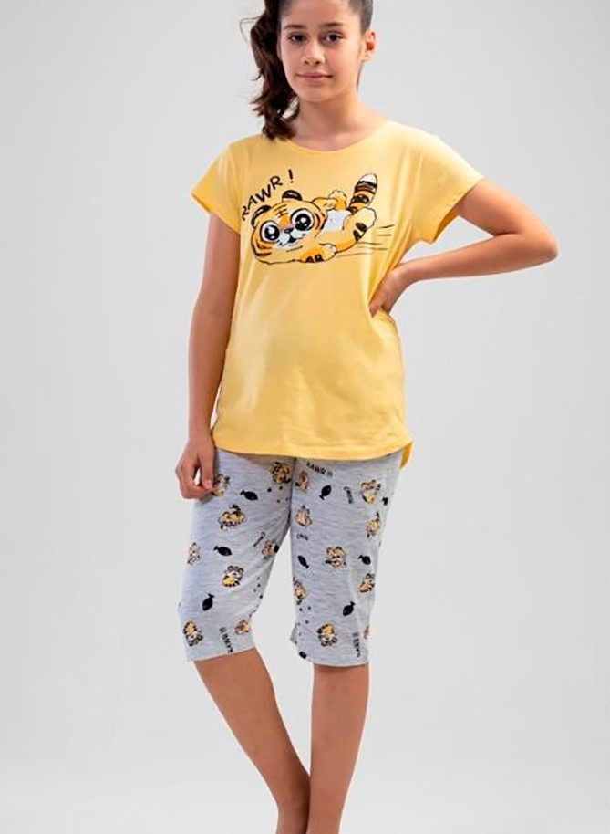 Ночной костюм | Натуральная детская пижама на короткий рукав - фото 1 - id-p2193483743