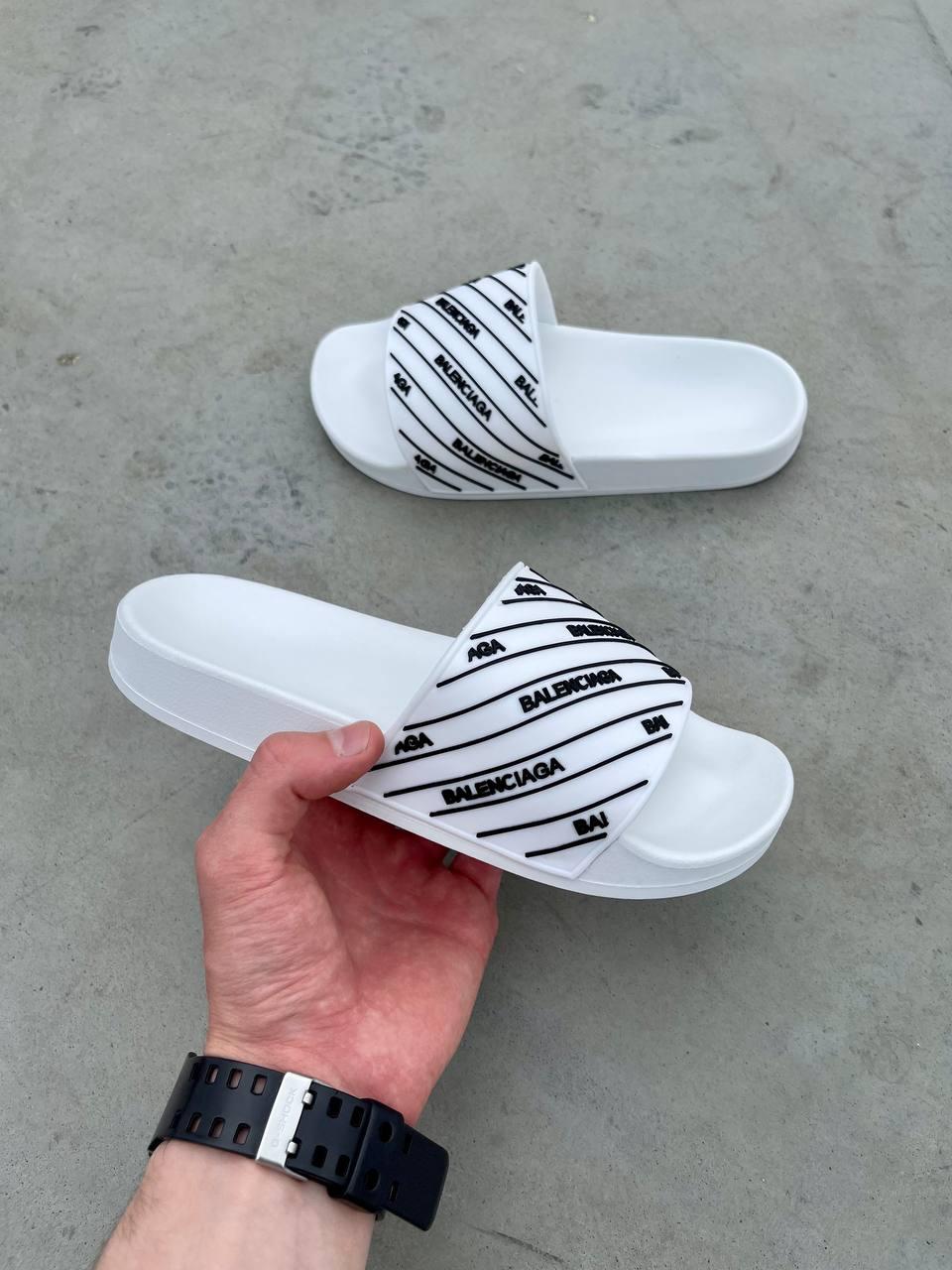 Жіночі шльопанці Balenciaga Slides Small Logo White ALL08483, фото 1