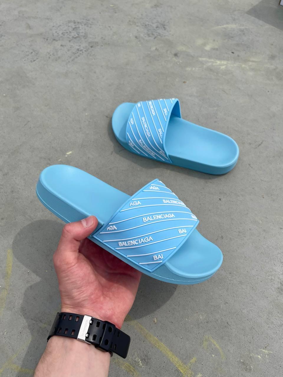 Жіночі шльопанці Balenciaga Slides Small Logo Blue ALL08526, фото 1