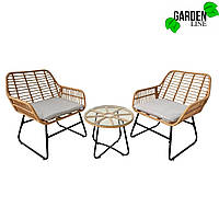 Комплект садових меблів Garden Line Leuca ABI3408 сірий Набір меблів 2 стільці та столик Меблі з ротангу