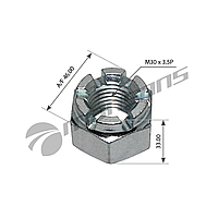 Гайка М30х3.5 (SW46, H=33) полурессоры Scania 4s (корончатая)