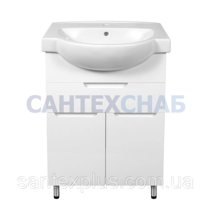 Тумба Вісла Т-6 підлогова біла з умивальником Фрея 55, фото 1