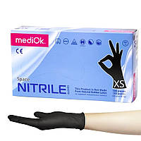 Перчатки нитриловые черные Mediok (3,5 г) XS, 100 шт