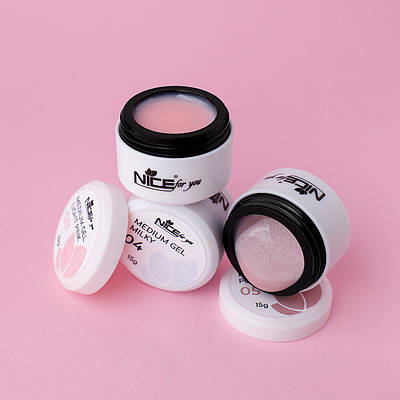 Набір гелів для нарощування Nice for you Medium gels з шимером