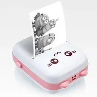 Розовый детский портативный мини принтер карманный термопринтер C9